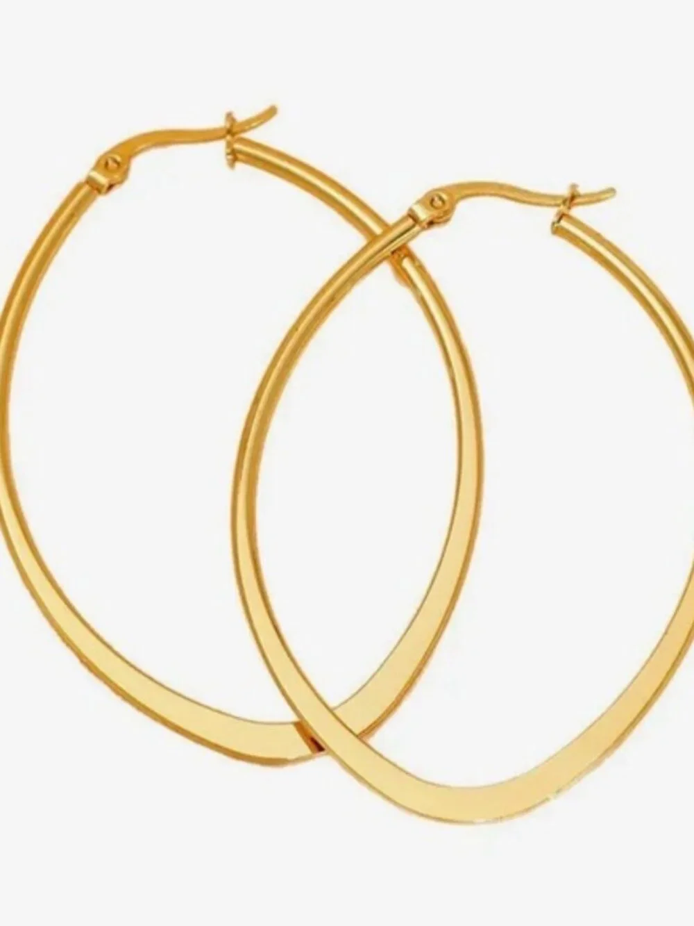 Large Gold Oval Hoop Earrings  (1210) - Picture 3 of 4